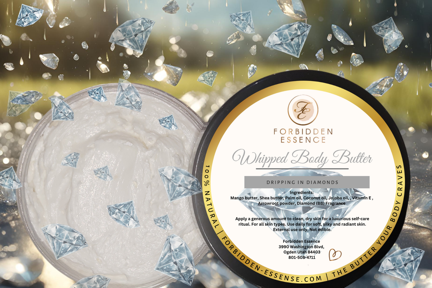 whipped body butter dripping in diamonds