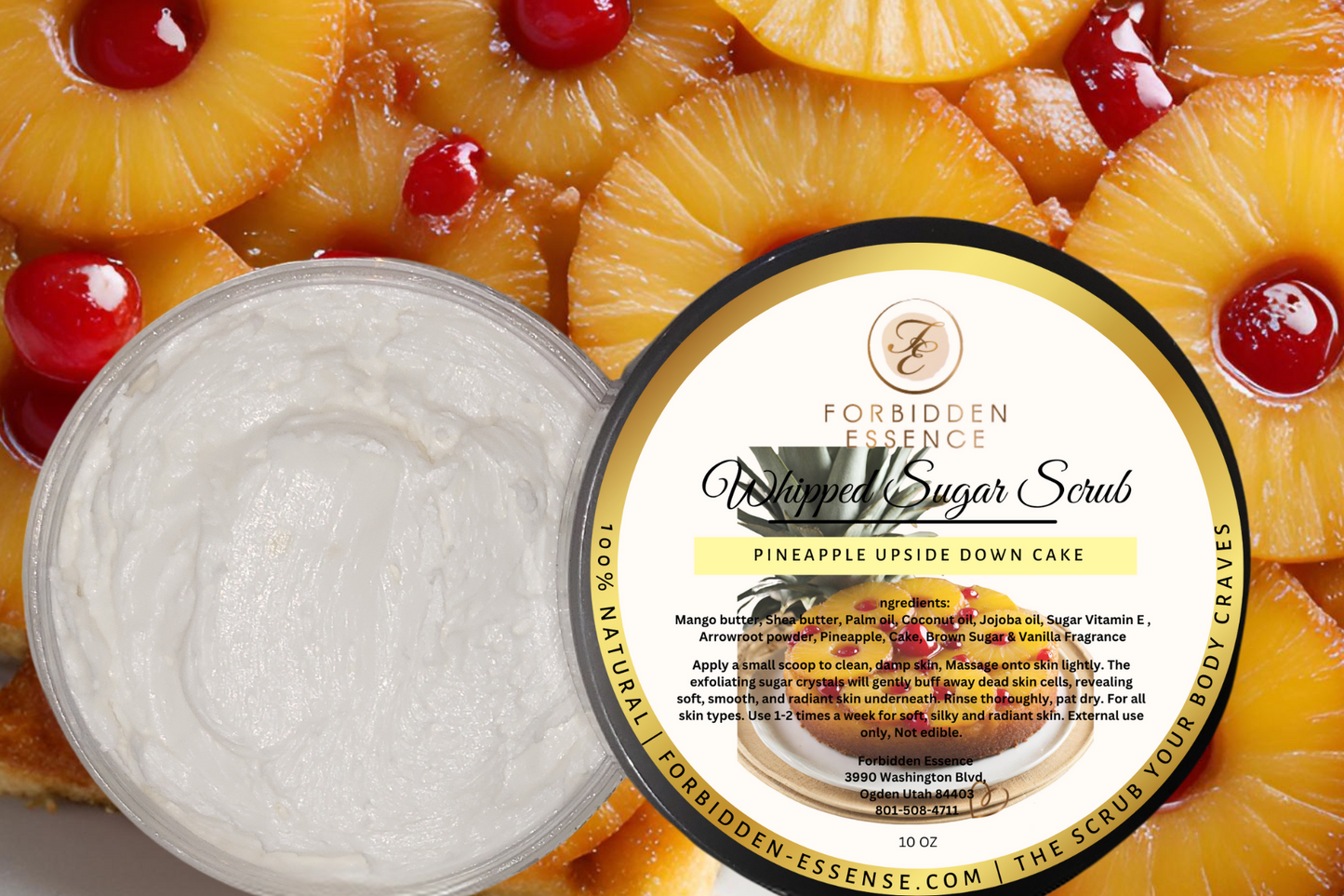 pineapple upside down cake whipped sugar scrub